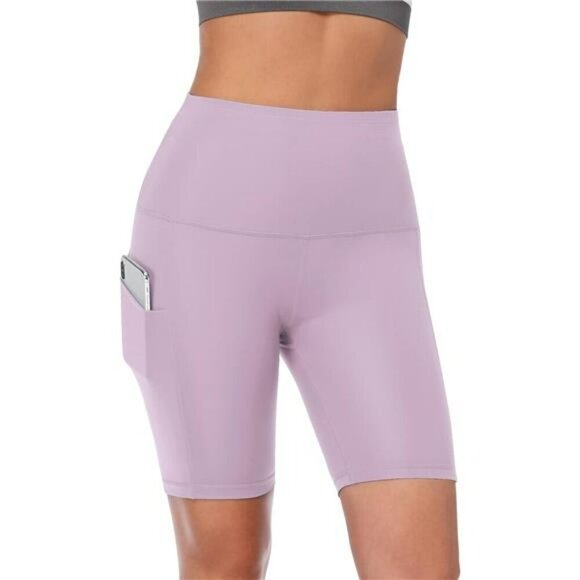 High Waist Yoga Shorts with Pockets Workout Biker Running Spandex Gym Women - Picture 3 of 7